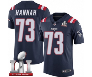 Youth Nike New England Patriots #73 John Hannah Limited Navy Blue Rush Super Bowl LI 51 NFL Jersey