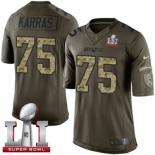 Youth Nike New England Patriots #75 Ted Karras Limited Green Salute to Service Super Bowl LI 51 NFL Jersey