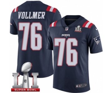 Youth Nike New England Patriots #76 Sebastian Vollmer Limited Navy Blue Rush Super Bowl LI 51 NFL Jersey