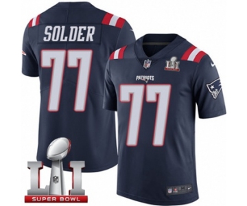 Youth Nike New England Patriots #77 Nate Solder Limited Navy Blue Rush Super Bowl LI 51 NFL Jersey