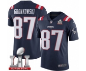 Youth Nike New England Patriots #87 Rob Gronkowski Limited Navy Blue Rush Super Bowl LI 51 NFL Jersey