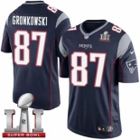 Youth Nike New England Patriots #87 Rob Gronkowski Limited Navy Blue Team Color Super Bowl LI 51 NFL Jersey