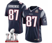 Youth Nike New England Patriots #87 Rob Gronkowski Limited Navy Blue Team Color Super Bowl LI 51 NFL Jersey