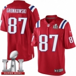 Youth Nike New England Patriots #87 Rob Gronkowski Limited Red Alternate Super Bowl LI 51 NFL Jersey