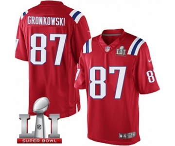 Youth Nike New England Patriots #87 Rob Gronkowski Limited Red Alternate Super Bowl LI 51 NFL Jersey