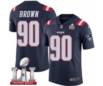 Youth Nike New England Patriots #90 Malcom Brown Limited Navy Blue Rush Super Bowl LI 51 NFL Jersey