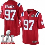 Youth Nike New England Patriots #97 Alan Branch Elite Red Alternate Super Bowl LI 51 NFL Jersey