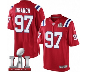 Youth Nike New England Patriots #97 Alan Branch Elite Red Alternate Super Bowl LI 51 NFL Jersey