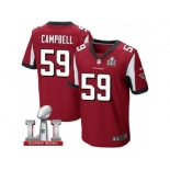 Men's Nike Atlanta Falcons #59 De'Vondre Campbell Elite Red Team Color Super Bowl LI 51 NFL Jersey