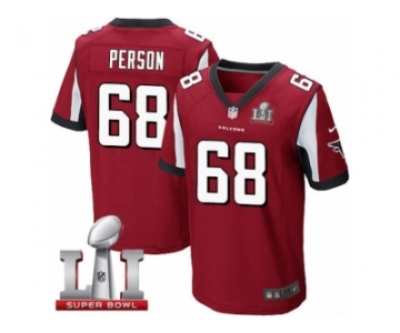 Men's Nike Atlanta Falcons #68 Mike Person Elite Red Team Color Super Bowl LI 51 NFL Jersey