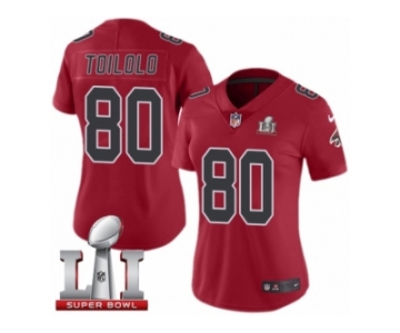 Women's Nike Atlanta Falcons #80 Levine Toilolo Limited Red Rush Super Bowl LI 51 NFL Jersey