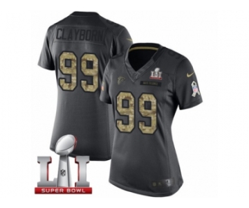Women's Nike Atlanta Falcons #99 Adrian Clayborn Limited Black 2016 Salute to Service Super Bowl LI 51 NFL Jersey
