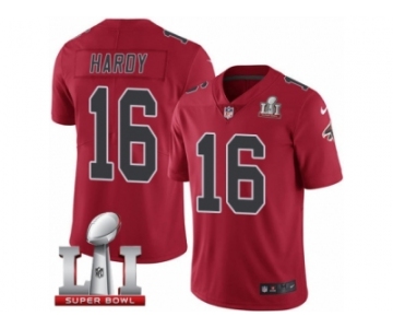 Youth Nike Atlanta Falcons #16 Justin Hardy Limited Red Rush Super Bowl LI 51 NFL Jersey