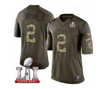 Youth Nike Atlanta Falcons #2 Matt Ryan Limited Green Salute to Service Super Bowl LI 51 NFL Jersey