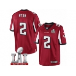 Youth Nike Atlanta Falcons #2 Matt Ryan Limited Red Team Color Super Bowl LI 51 NFL Jersey