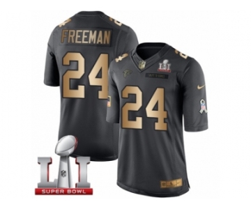 Youth Nike Atlanta Falcons #24 Devonta Freeman Limited Black Gold Salute to Service Super Bowl LI 51 NFL Jersey