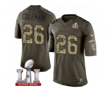 Youth Nike Atlanta Falcons #26 Tevin Coleman Limited Green Salute to Service Super Bowl LI 51 NFL Jersey