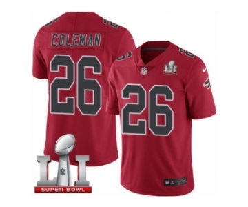 Youth Nike Atlanta Falcons #26 Tevin Coleman Limited Red Rush Super Bowl LI 51 NFL Jersey