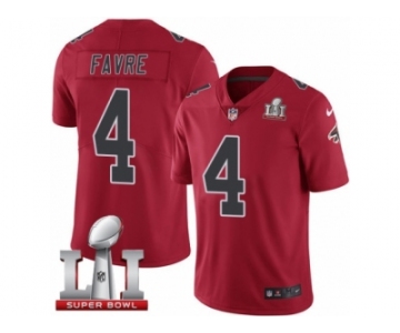 Youth Nike Atlanta Falcons #4 Brett Favre Limited Red Rush Super Bowl LI 51 NFL Jersey