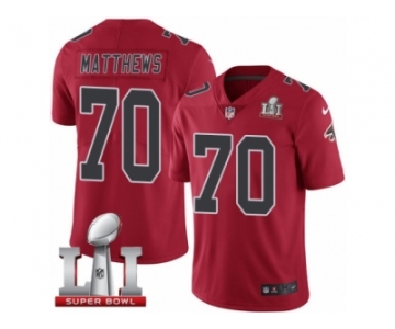 Youth Nike Atlanta Falcons #70 Jake Matthews Limited Red Rush Super Bowl LI 51 NFL Jersey