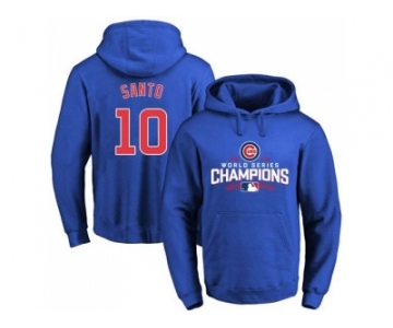 Chicago Cubs #10 Ron Santo Blue 2016 World Series Champions Pullover Baseball Hoodie