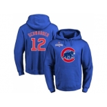 Chicago Cubs #12 Kyle Schwarber Blue 2016 World Series Champions Primary Logo Pullover Baseball Hoodie