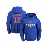 Chicago Cubs #12 Kyle Schwarber Blue 2016 World Series Champions Pullover Baseball Hoodie