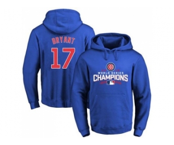 Chicago Cubs #17 Kris Bryant Blue 2016 World Series Champions Pullover Baseball Hoodie