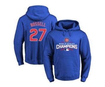 Chicago Cubs #27 Addison Russell Blue 2016 World Series Champions Pullover Baseball Hoodie