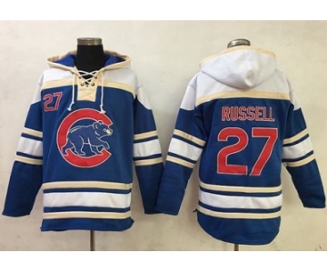 Chicago Cubs #27 Addison Russell Blue Sawyer Hooded Sweatshirt MLB Hoodie