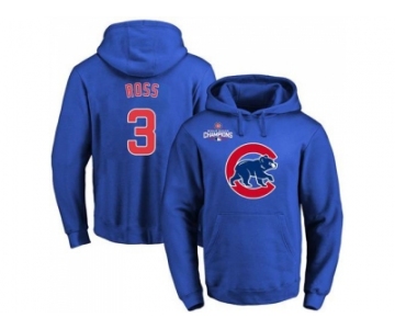 Chicago Cubs #3 David Ross Blue 2016 World Series Champions Primary Logo Pullover Baseball Hoodie