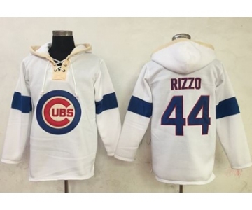 Chicago Cubs #44 Anthony Rizzo White Pullover Baseball Hoodie