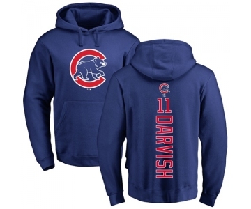 MLB Nike Chicago Cubs #11 Yu Darvish Royal Blue Backer Pullover Hoodie