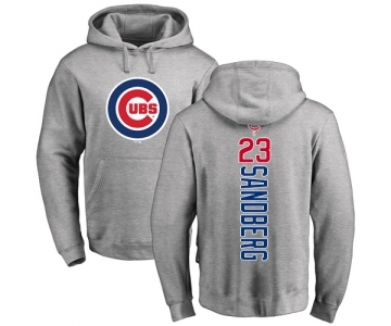 MLB Nike Chicago Cubs #23 Ryne Sandberg Ash Backer Pullover Hoodie