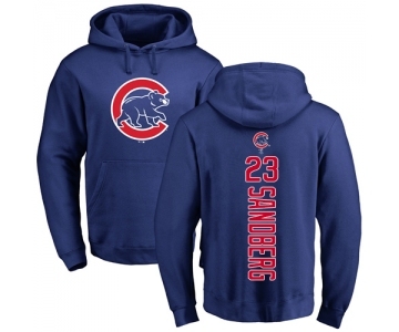 MLB Nike Chicago Cubs #23 Ryne Sandberg Royal Blue Backer Pullover Hoodie