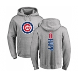 MLB Nike Chicago Cubs #8 Ian Happ Ash Backer Pullover Hoodie