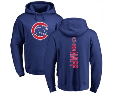 MLB Nike Chicago Cubs #8 Ian Happ Royal Blue Backer Pullover Hoodie