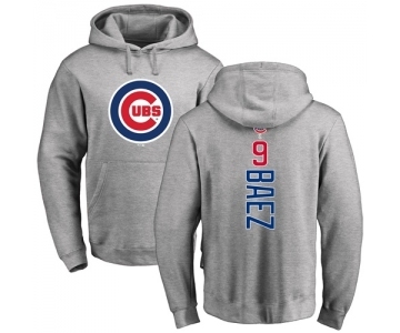 MLB Nike Chicago Cubs #9 Javier Baez Ash Backer Pullover Hoodie