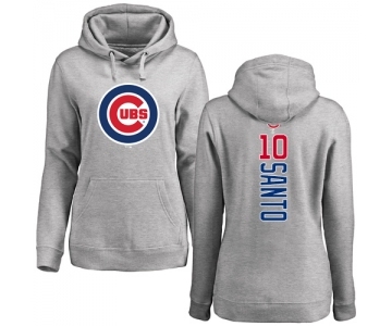 MLB Women's Nike Chicago Cubs #10 Ron Santo Ash Backer Pullover Hoodie