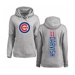 MLB Women's Nike Chicago Cubs #11 Yu Darvish Ash Backer Pullover Hoodie