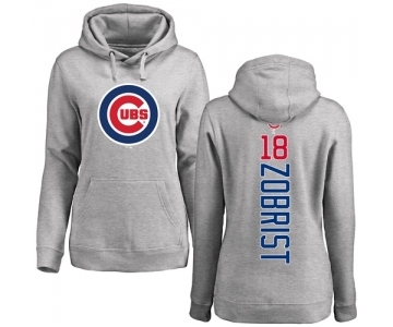 MLB Women's Nike Chicago Cubs #18 Ben Zobrist Ash Backer Pullover Hoodie