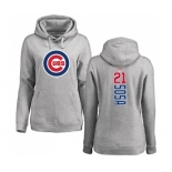 MLB Women's Nike Chicago Cubs #21 Sammy Sosa Ash Backer Pullover Hoodie