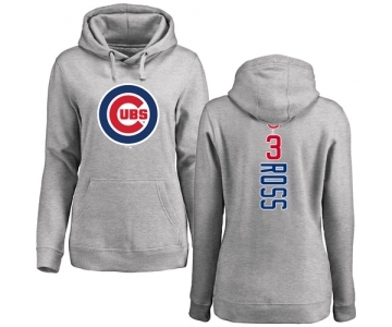 MLB Women's Nike Chicago Cubs #3 David Ross Ash Backer Pullover Hoodie