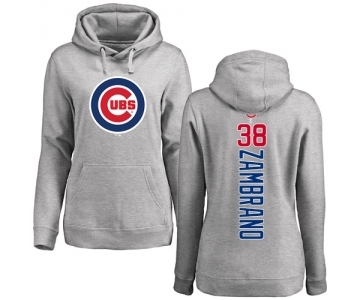 MLB Women's Nike Chicago Cubs #38 Carlos Zambrano Ash Backer Pullover Hoodie