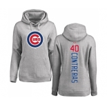 MLB Women's Nike Chicago Cubs #40 Willson Contreras Ash Backer Pullover Hoodie