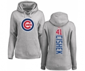 MLB Women's Nike Chicago Cubs #41 Steve Cishek Ash Backer Pullover Hoodie