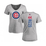 MLB Women's Nike Chicago Cubs #44 Anthony Rizzo Ash Backer T-Shirt