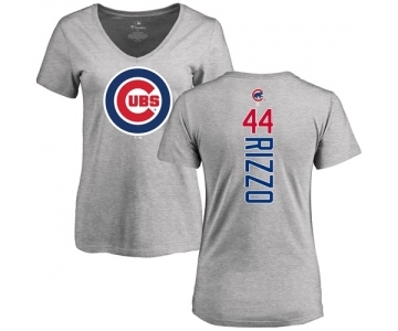 MLB Women's Nike Chicago Cubs #44 Anthony Rizzo Ash Backer T-Shirt