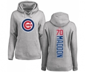 MLB Women's Nike Chicago Cubs #70 Joe Maddon Ash Backer Pullover Hoodie