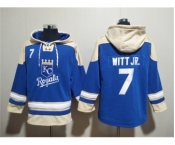 Men's Kansas City Royals #7 Bobby Witt Jr. Blue Ageless Must-Have Lace-Up Pullover Hoodie